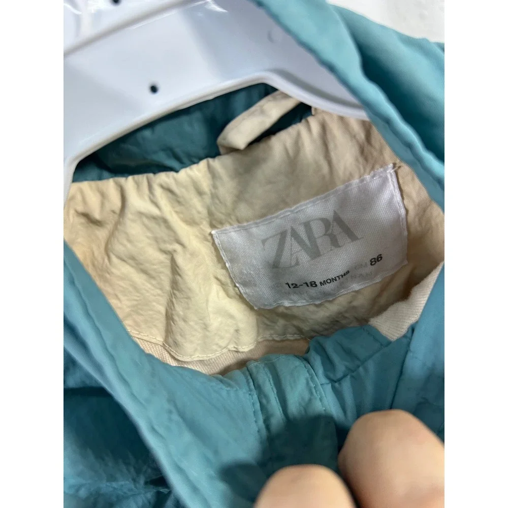 Zara Kids Colorblock Windbreaker Jacket Teal‎ Cream Yellow 12-18 Months